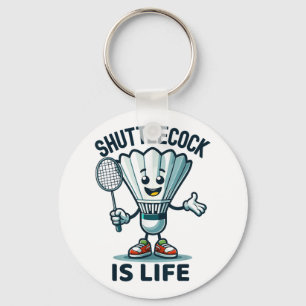 Badminton Forever Cartoon Shuttle And Racket Graph Keychain