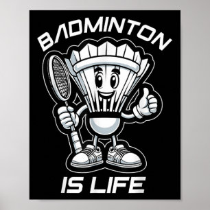 Badminton Forever Cartoon Shuttle And Racket Graph Poster