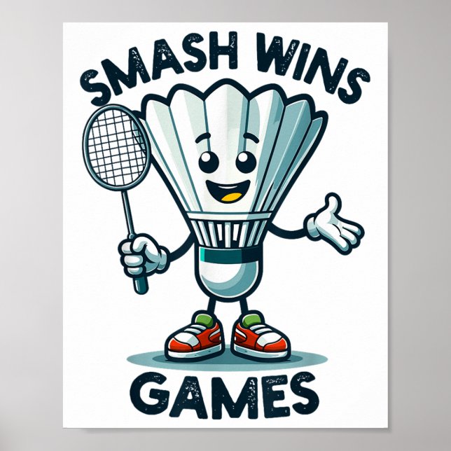 Badminton Forever Cartoon Shuttle And Racket Graph Poster (Front)