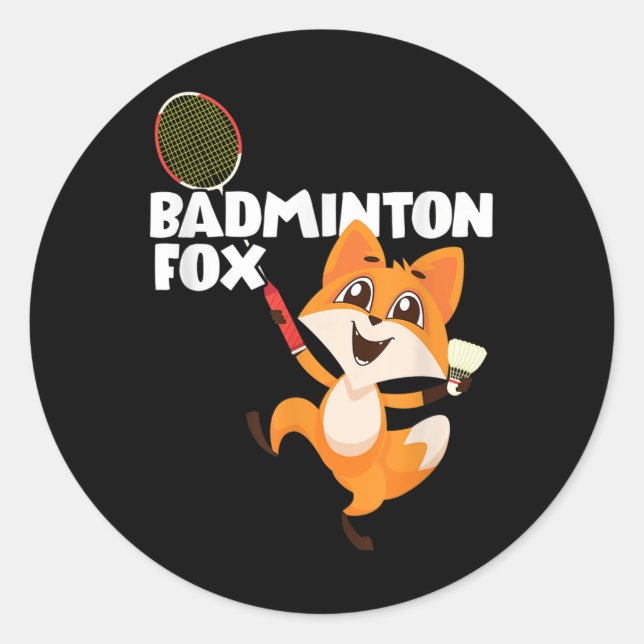 Badminton Fox  Classic Round Sticker (Front)