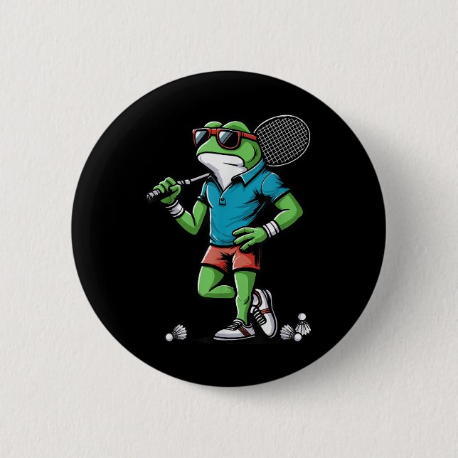 Badminton Frog Shuttle Poona  2 Inch Round Button (Front)
