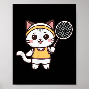 Badminton Funny Cat Women Girls Badminton Player K Poster