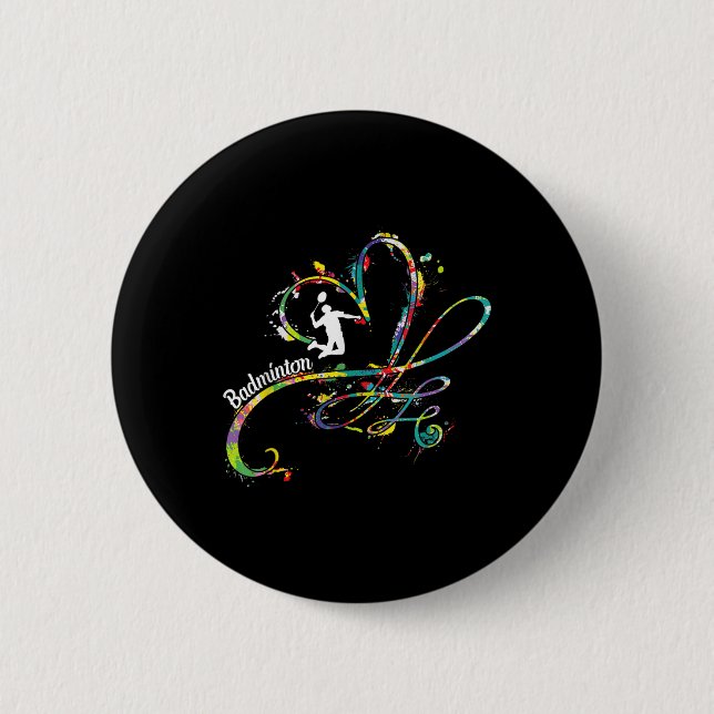 Badminton Game Player Shuttle Player Badminton  2 Inch Round Button (Front)