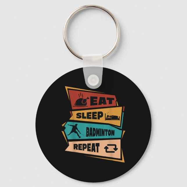 Badminton Game Repeat Shuttle Retro Badminton Play Keychain (Front)