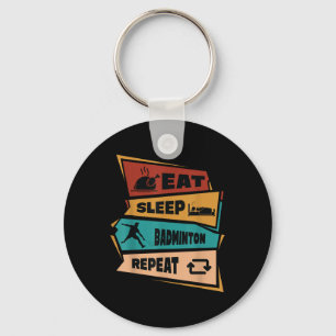 Badminton Game Repeat Shuttle Retro Badminton Play Keychain