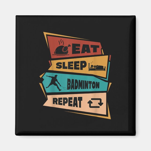 Badminton Game Repeat Shuttle Retro Badminton Play Magnet (Front)