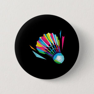 Badminton Game Shuttle Sport Badminton Pop Art 2 Inch Round Button