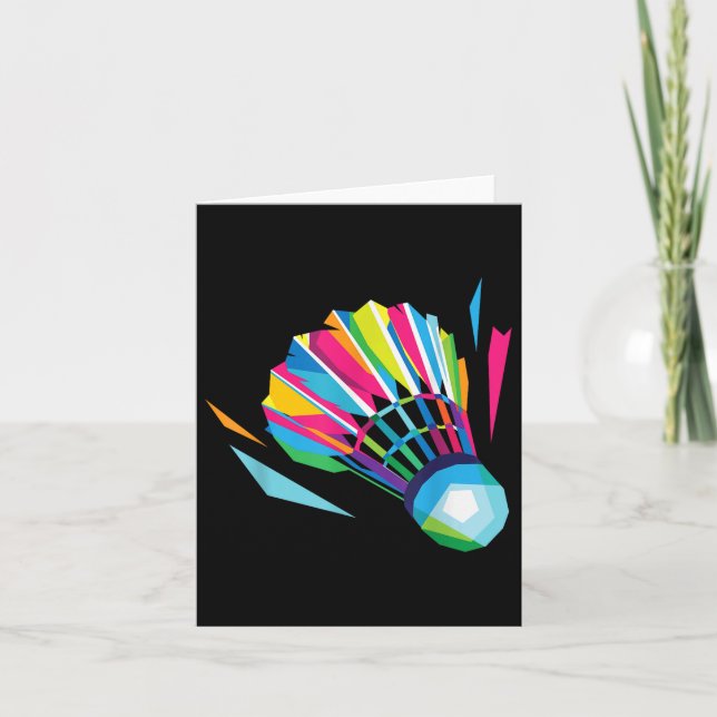 Badminton Game Shuttle Sport Badminton Pop Art  Card (Front)