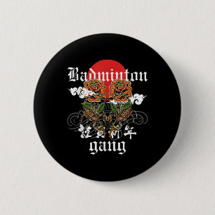 Badminton Gang, Roses Scorpions Sporty Floral Rept 2 Inch Round Button
