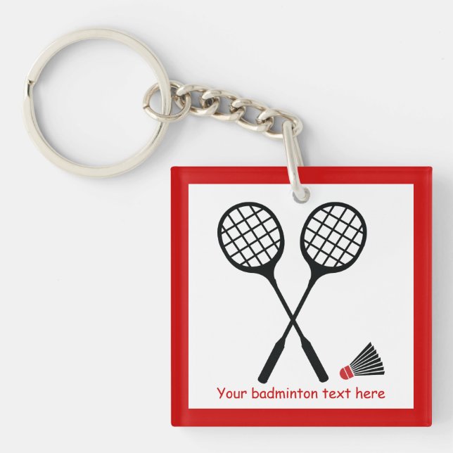 Badminton gifts, racquet and shuttlecock custom keychain (Front)