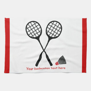 Badminton gifts, racquet and shuttlecock custom kitchen towel