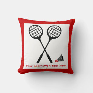 Badminton gifts, racquet and shuttlecock custom throw pillow