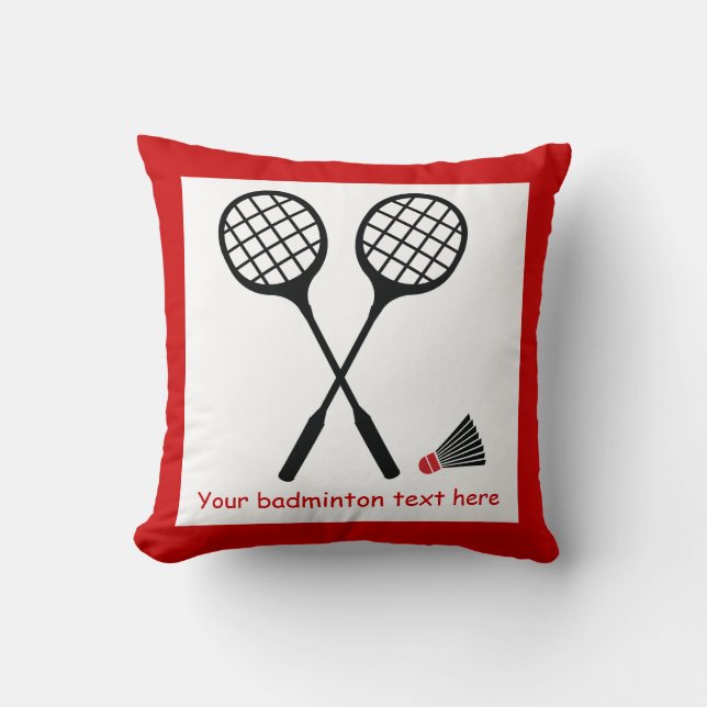 Badminton gifts, racquet and shuttlecock custom throw pillow (Front)
