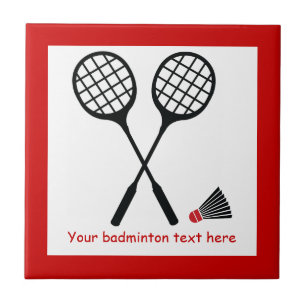 Badminton gifts, racquet and shuttlecock custom tile