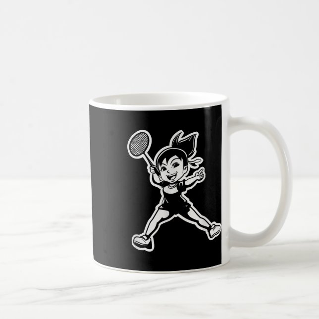 Badminton Girl Comic Shuttle Player  Coffee Mug (Right)