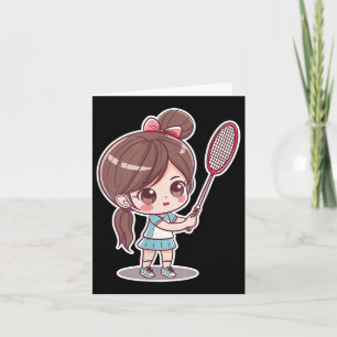 Badminton Girl Comic Style Shuttle Game For Girls  Card