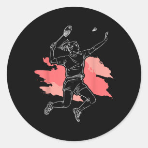 Badminton Girl - Smash Shuttle Athlete Sports Classic Round Sticker