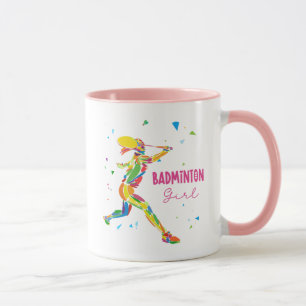 Badminton Girl Vibrant Abstract Player Graphic Mug
