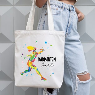 Badminton Girl Vibrant Abstract Player  Tote Bag
