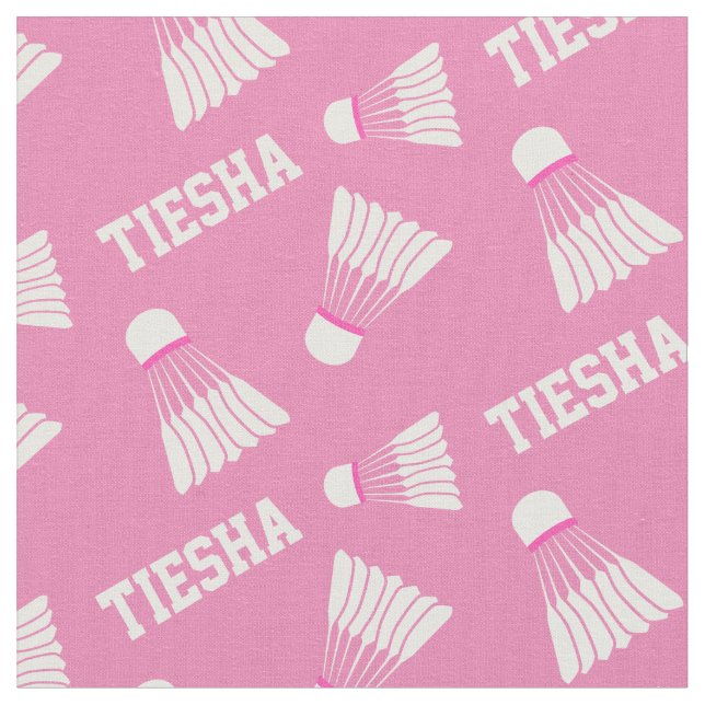 Badminton girls name pink pattern fabric (Close Up)