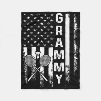Badminton Grammy American Flag Vintage Christmas X Fleece Blanket