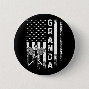 Badminton Granda American Flag Vintage Christmas X 2 Inch Round Button