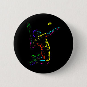 Badminton Graphic Badminton Player Shuttle Sports  2 Inch Round Button