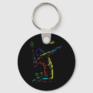 Badminton Graphic Badminton Player Shuttle Sports Keychain