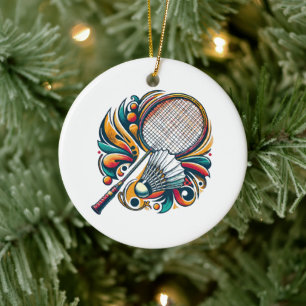 Badminton Graphic Ceramic Ornament