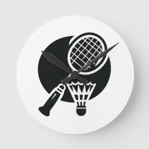 Badminton Graphic Round Clock