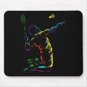 Badminton Guy Sketch Racquet Sport Shuttle Mouse Pad