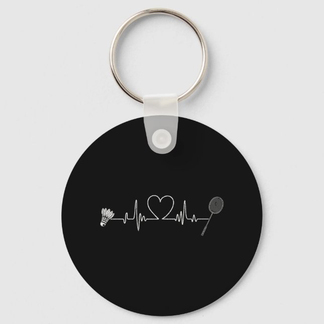Badminton Heartbeat Funny Badminton  Keychain (Front)