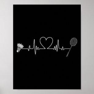 Badminton Heartbeat Funny Badminton Poster