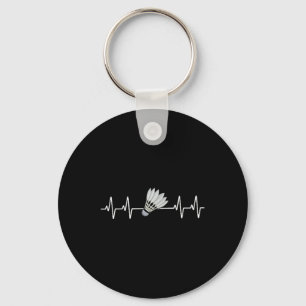 Badminton Heartbeat Pulse Love Badminton Players  Keychain