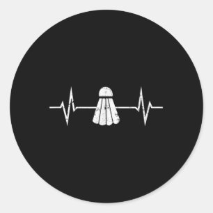 Badminton Heartbeat T Shirt Grunge Gift Player Coa Classic Round Sticker