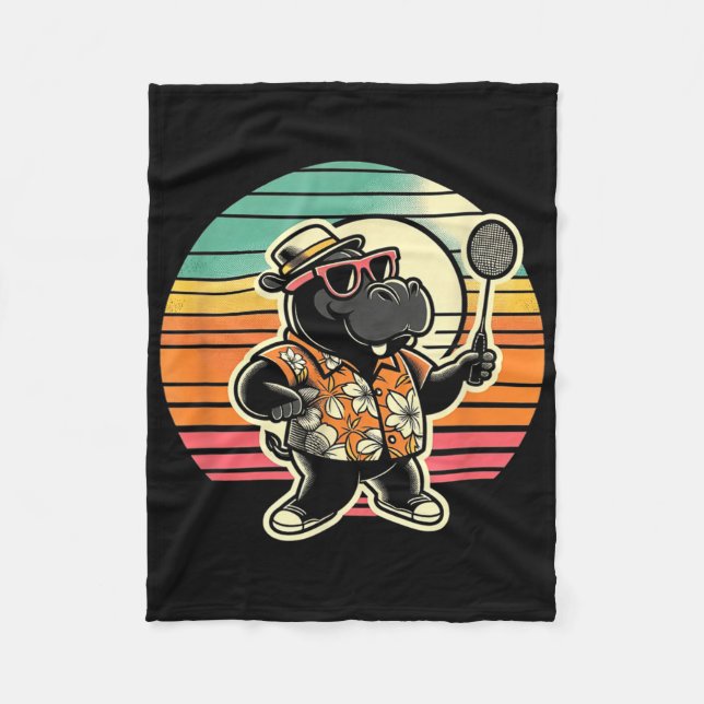 Badminton Hippo Shuttle  Fleece Blanket (Front)