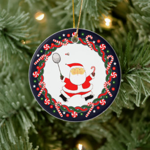 Badminton Holiday Gift Ceramic Ornament