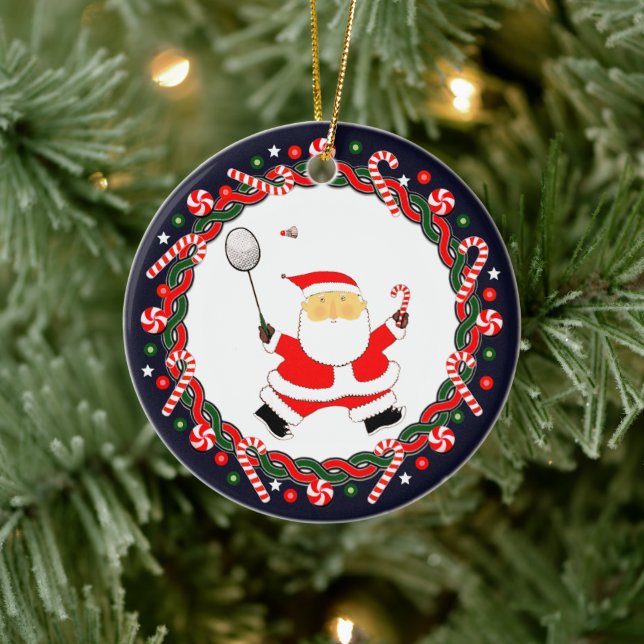 Badminton Holiday Gift Ceramic Ornament (Tree)