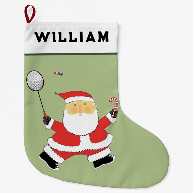 Badminton Holiday Gift Large Christmas Stocking (Front)