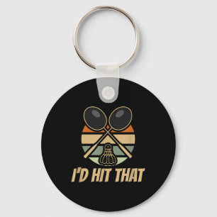 Badminton Id Hit That Retro  Keychain