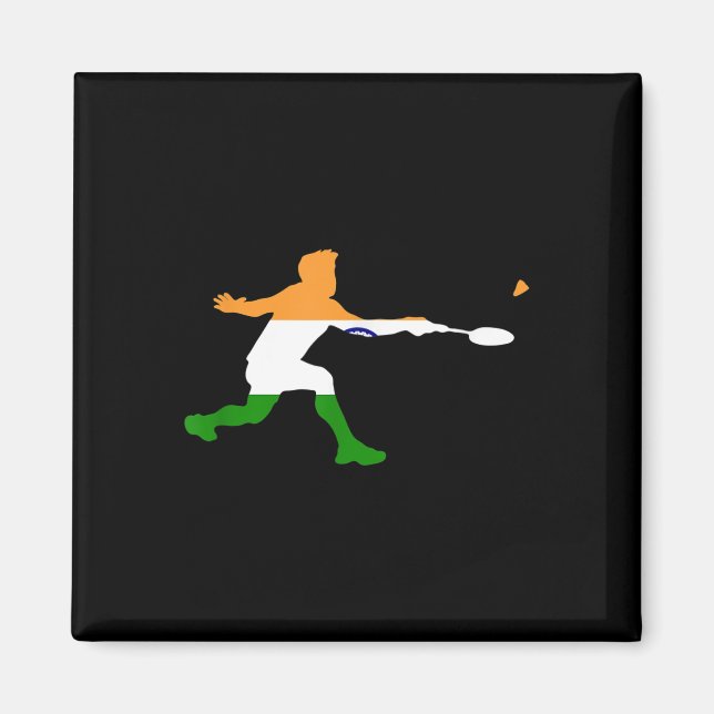 Badminton Indian Flag Racquet Shuttle Men Player  Magnet (Front)