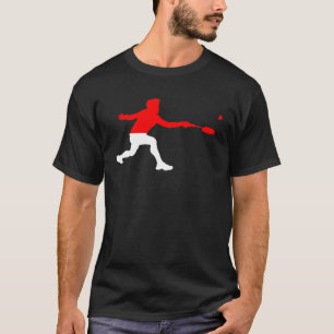 Badminton Indonesian Flag Racquet Shuttlecock Men  T-Shirt