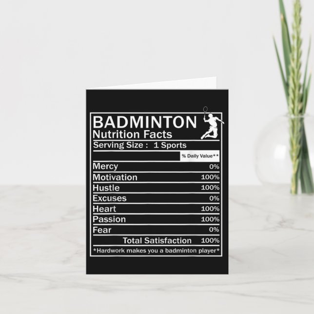 Badminton Ingredients Label Funny  Card (Front)