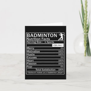 Badminton Ingredients Label Funny Card