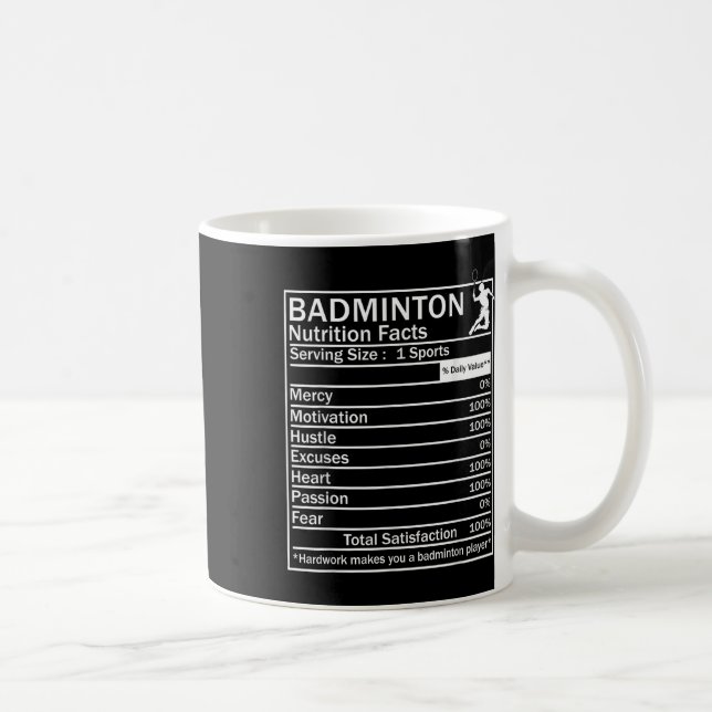 Badminton Ingredients Label Funny  Coffee Mug (Right)