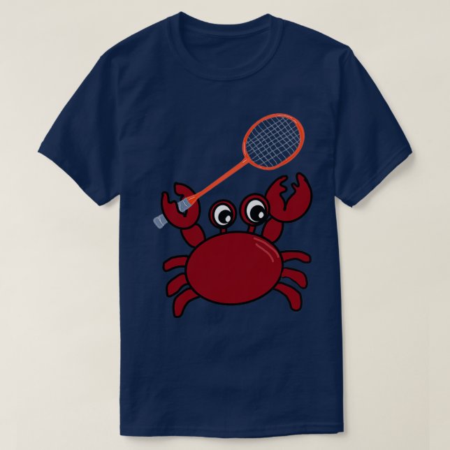 Badminton Kawaiii crab T T-Shirt (Design Front)