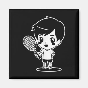 Badminton Kid Cartoon Racquet Sport Shuttle Magnet