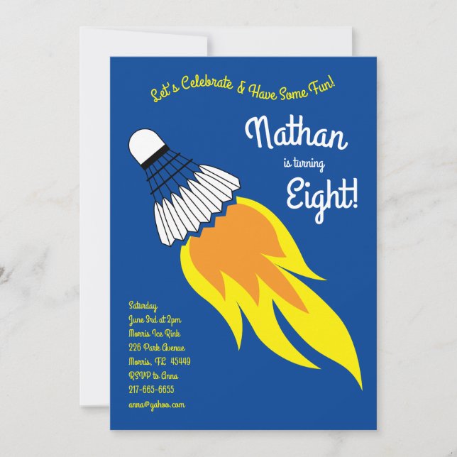 Badminton Kids Birthday Party Sports Invitation (Front)