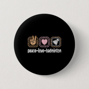 Badminton Leopard Print Women Girls Kid Peace Love 2 Inch Round Button