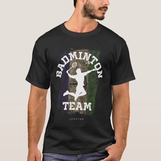 Badminton Lesotho Net Games Player Badminton T-Shirt (Front)